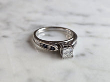 Load image into Gallery viewer, Womens Vintage Estate 14k White Gold Diamond Sapphire Ring 4.3g E6519