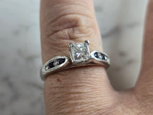 Load image into Gallery viewer, Womens Vintage Estate 14k White Gold Diamond Sapphire Ring 4.3g E6519