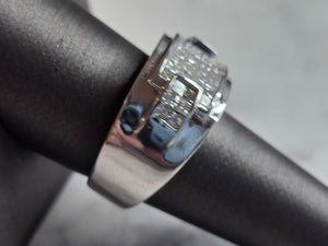 Mens Vintage Estate 14K White Gold Diamond Ring, 14.0g E6522
