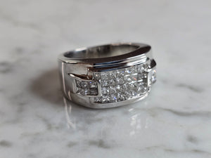 Mens Vintage Estate 14K White Gold Diamond Ring, 14.0g E6522