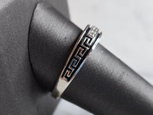 Load image into Gallery viewer, Mens Vintage Estate 14K White Gold Diamond Greek Key Ring, 4.9g E6525