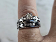 Load image into Gallery viewer, Womens Estate 14K White Gold Diamond Greek Key Wedding Ring Set, 7.2g E6526