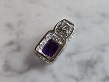 Load image into Gallery viewer, Womens Vintage Estate 14K White Gold Amethyst CZ Pendant 3.1g E6527