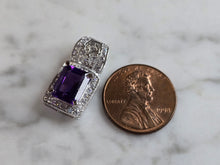 Load image into Gallery viewer, Womens Vintage Estate 14K White Gold Amethyst CZ Pendant 3.1g E6527