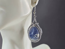 Load image into Gallery viewer, Pr Womens Sterling Silver Sodalite CZ Dangle Earrings 11.0g E6528