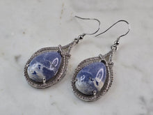 Load image into Gallery viewer, Pr Womens Sterling Silver Sodalite CZ Dangle Earrings 11.0g E6528
