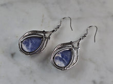 Load image into Gallery viewer, Pr Womens Sterling Silver Sodalite CZ Dangle Earrings 11.0g E6528