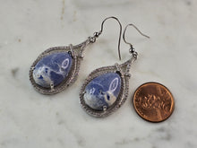Load image into Gallery viewer, Pr Womens Sterling Silver Sodalite CZ Dangle Earrings 11.0g E6528