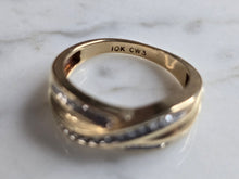 Load image into Gallery viewer, Womens Vintage Estate 10K Yellow Gold Modernist Diamond Ring 3.7g E6550