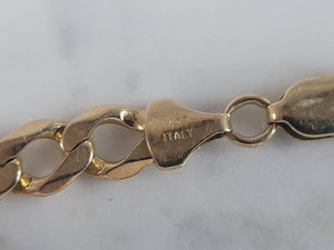 Mens Vintage Estate 14K Yellow Gold Italian Chain Link Bracelet  16.5g E6554