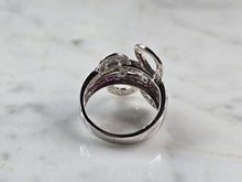 Load image into Gallery viewer, Womens Vintage Estate 14K White Gold Modernist Topaz &amp; Diamond Ring 5.3g E6555