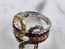 Load image into Gallery viewer, Womens Vintage Estate 14K White Gold Modernist Topaz &amp; Diamond Ring 5.3g E6555