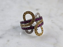 Load image into Gallery viewer, Womens Vintage Estate 14K White Gold Modernist Topaz &amp; Diamond Ring 5.3g E6555