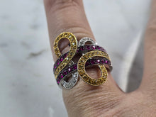 Load image into Gallery viewer, Womens Vintage Estate 14K White Gold Modernist Topaz &amp; Diamond Ring 5.3g E6555