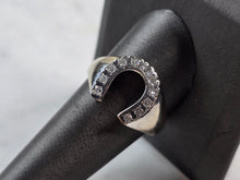 Load image into Gallery viewer, Mens Vintage Estate 10K White Gold Diamond Horseshoe Ring 7.8g E6557