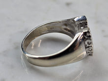 Load image into Gallery viewer, Mens Vintage Estate 10K White Gold Diamond Horseshoe Ring 7.8g E6557