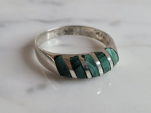 Load image into Gallery viewer, Womens Vintage Estate Sterling Silver Malachite Ring 3.7g E6568