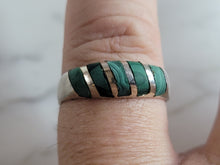 Load image into Gallery viewer, Womens Vintage Estate Sterling Silver Malachite Ring 3.7g E6568