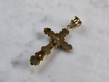 Load image into Gallery viewer, Womens Vintage Estate 14K White &amp; Yellow Gold Religious Cross Pendant 1.6g E6574
