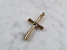 Load image into Gallery viewer, Womens Vintage Estate 10k Yellow Gold Religious Cross Pendant 0.9g #E6576