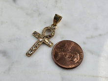 Load image into Gallery viewer, Womens Vintage Estate 10k Yellow Gold Religious Ankh Cross Pendant 1.6g #E6577