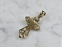 Load image into Gallery viewer, Womens Vintage Estate 10K Yellow Gold Religious Cross Pendant 1.6g E6578