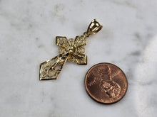 Load image into Gallery viewer, Womens Vintage Estate 10K Yellow Gold Religious Cross Pendant 1.6g E6578