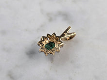Load image into Gallery viewer, Womens Vintage Estate 10K Yellow Gold Diamond Emerald Pendant 1.3g E6580