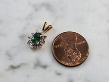 Load image into Gallery viewer, Womens Vintage Estate 10K Yellow Gold Diamond Emerald Pendant 1.3g E6580