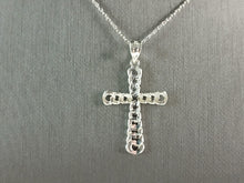 Load image into Gallery viewer, Womens Sterling Silver Religious Cross Pendant Necklace 2.7g E6581