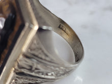 Load image into Gallery viewer, Mens Vintage Estate 10K White Gold Roman Soldier Cameo Ring 9.4g E6583