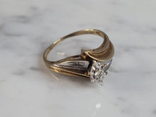Load image into Gallery viewer, Womens Vintage Estate 10K Yellow &amp; White Gold Diamond Ring 2.7g E6584