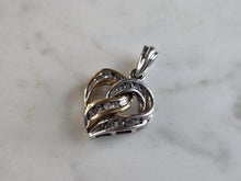 Load image into Gallery viewer, Womens Vintage Estate 10K Mixed Gold Heart Diamond Pendant 3.1g E6587