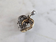 Load image into Gallery viewer, Womens Vintage Estate 10K Mixed Gold Heart Diamond Pendant 3.1g E6587