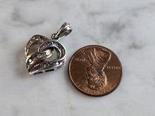 Load image into Gallery viewer, Womens Vintage Estate 10K Mixed Gold Heart Diamond Pendant 3.1g E6587
