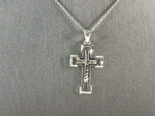 Load image into Gallery viewer, Womens Sterling Silver Religious Cross Pendant Necklace 4.0g E6588