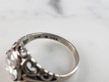 Load image into Gallery viewer, Womens Vintage Estate Sterling Silver CZ Heart Ring 2.5g E6602