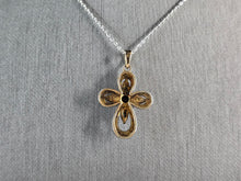 Load image into Gallery viewer, Womens Vintage Sterling Silver Enamel Sapphire Cross Pendant Necklace 2.8g E6603