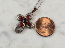 Load image into Gallery viewer, Womens Vintage Sterling Silver Enamel Sapphire Cross Pendant Necklace 2.8g E6603