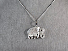 Load image into Gallery viewer, Womens Vintage Estate Sterling Silver CZ Elephant Pendant Necklace 6.5g E6606