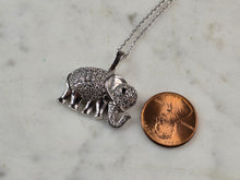 Load image into Gallery viewer, Womens Vintage Estate Sterling Silver CZ Elephant Pendant Necklace 6.5g E6606