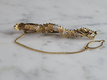 Load image into Gallery viewer, Womens Vintage Estate 14k Multi Gold Ruby Chinese Dragon Scarf Tie Clip 7.0g #E6609