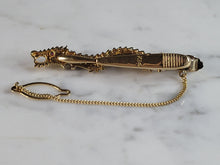 Load image into Gallery viewer, Womens Vintage Estate 14k Multi Gold Ruby Chinese Dragon Scarf Tie Clip 7.0g #E6609