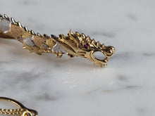 Load image into Gallery viewer, Womens Vintage Estate 14k Multi Gold Ruby Chinese Dragon Scarf Tie Clip 7.0g #E6609