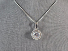 Load image into Gallery viewer, Womens Vintage Estate Sterling Silver CZ Pendant w/ Necklace 5.5g E6610