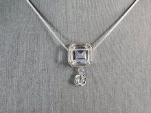 Load image into Gallery viewer, Womens Vintage Estate Sterling Silver CZ Pendant w/ Necklace 6.2g E6613