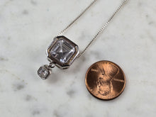 Load image into Gallery viewer, Womens Vintage Estate Sterling Silver CZ Pendant w/ Necklace 6.2g E6613