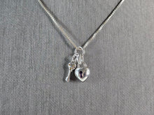 Load image into Gallery viewer, Womens Sterling Silver Heart &amp; Key Amethyst Pendant Necklace 4.0g E6615