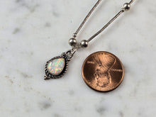 Load image into Gallery viewer, Womens Vintage Estate Sterling Silver Opal Pendant W/ Necklace 4.2g E6620