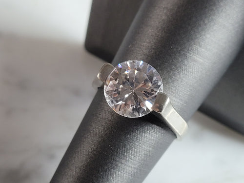 Womens Estate Sterling Silver Modernist CZ Ring 4.5g E6624